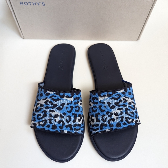 ROTHY'S THE SLIDE SLIP On SANDALS AZURE CAMO SPOT - Picture 9 of 10